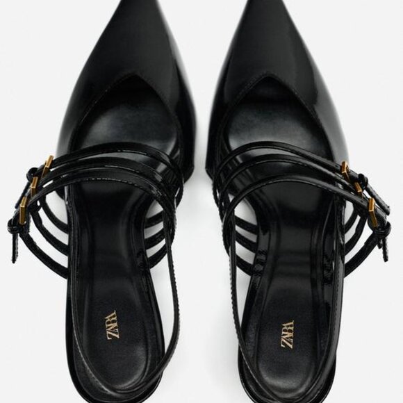 ZARA Sexy Strappy Slingback Heels 7.5 - Picture 4 of 7